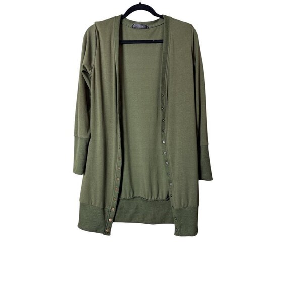 Olive Green Long Sleeve Button-Up Cardigan Sweater - Size S - Picture 1 of 3
